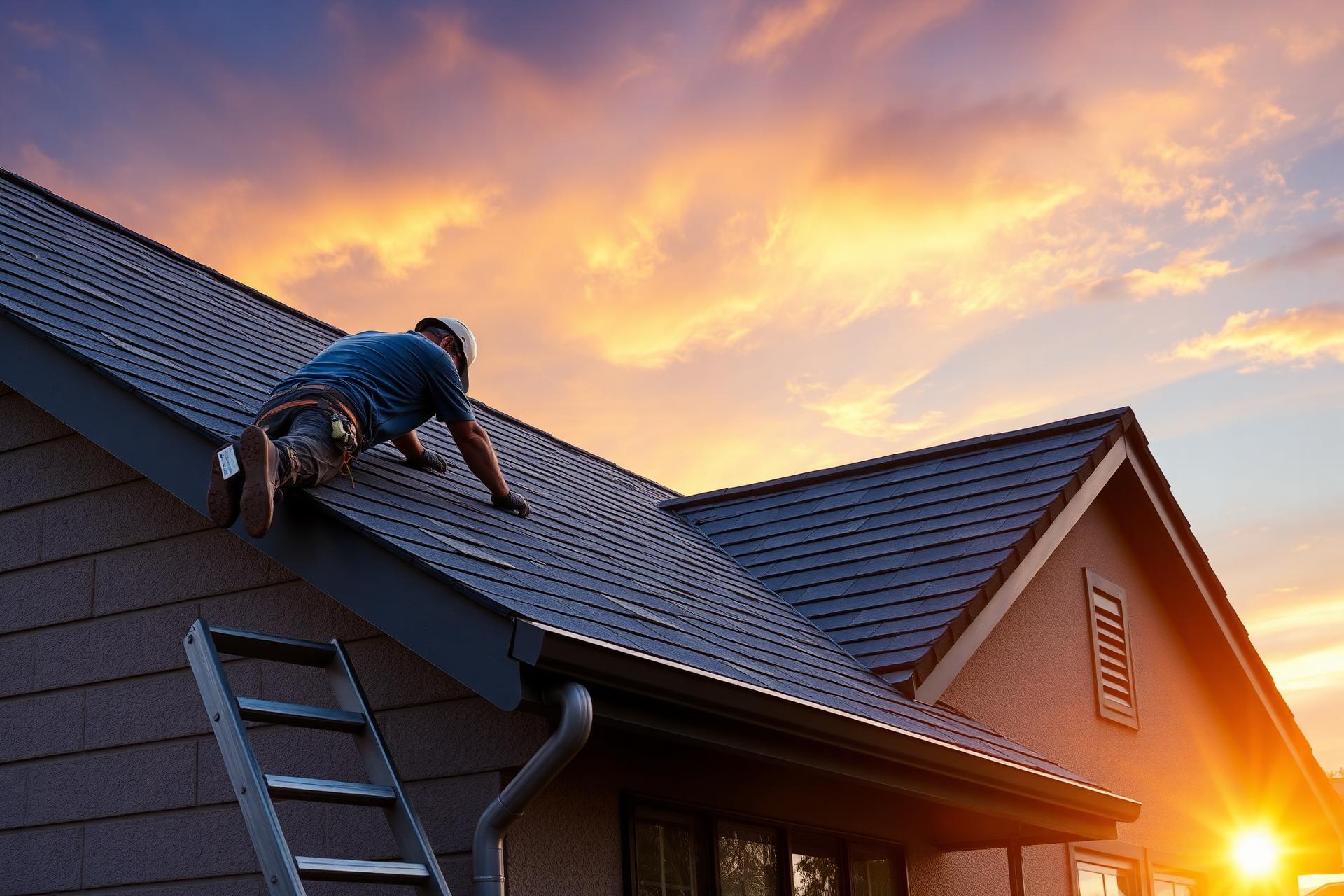 Roofer installing shingles on a Bay Area home